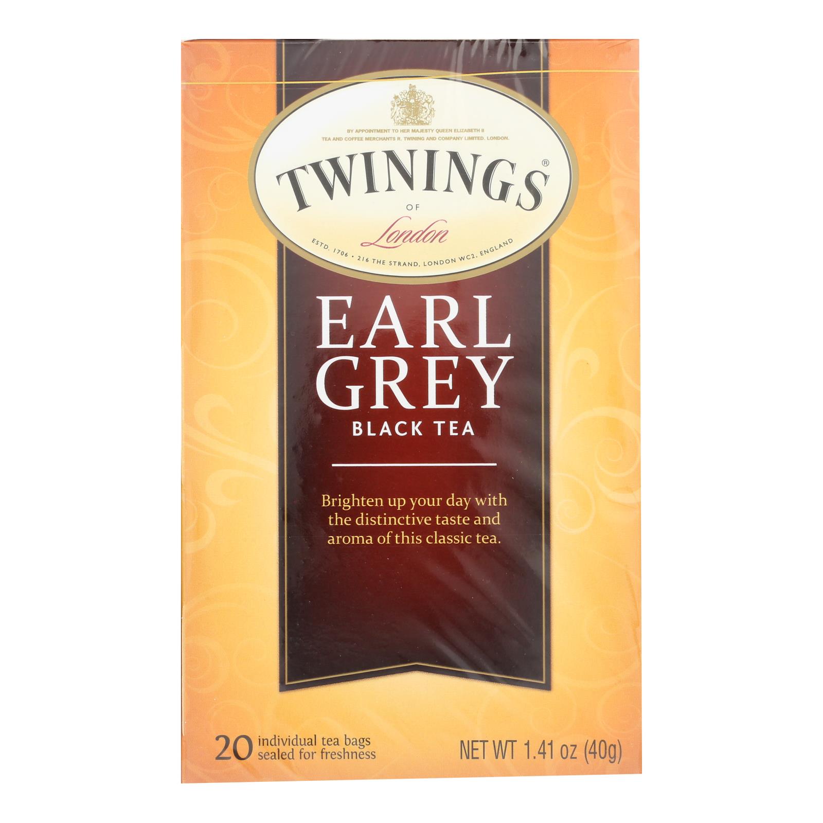 Twinings Tea Earl Grey Tea, Black Tea, Case Of 6, 20 Bags