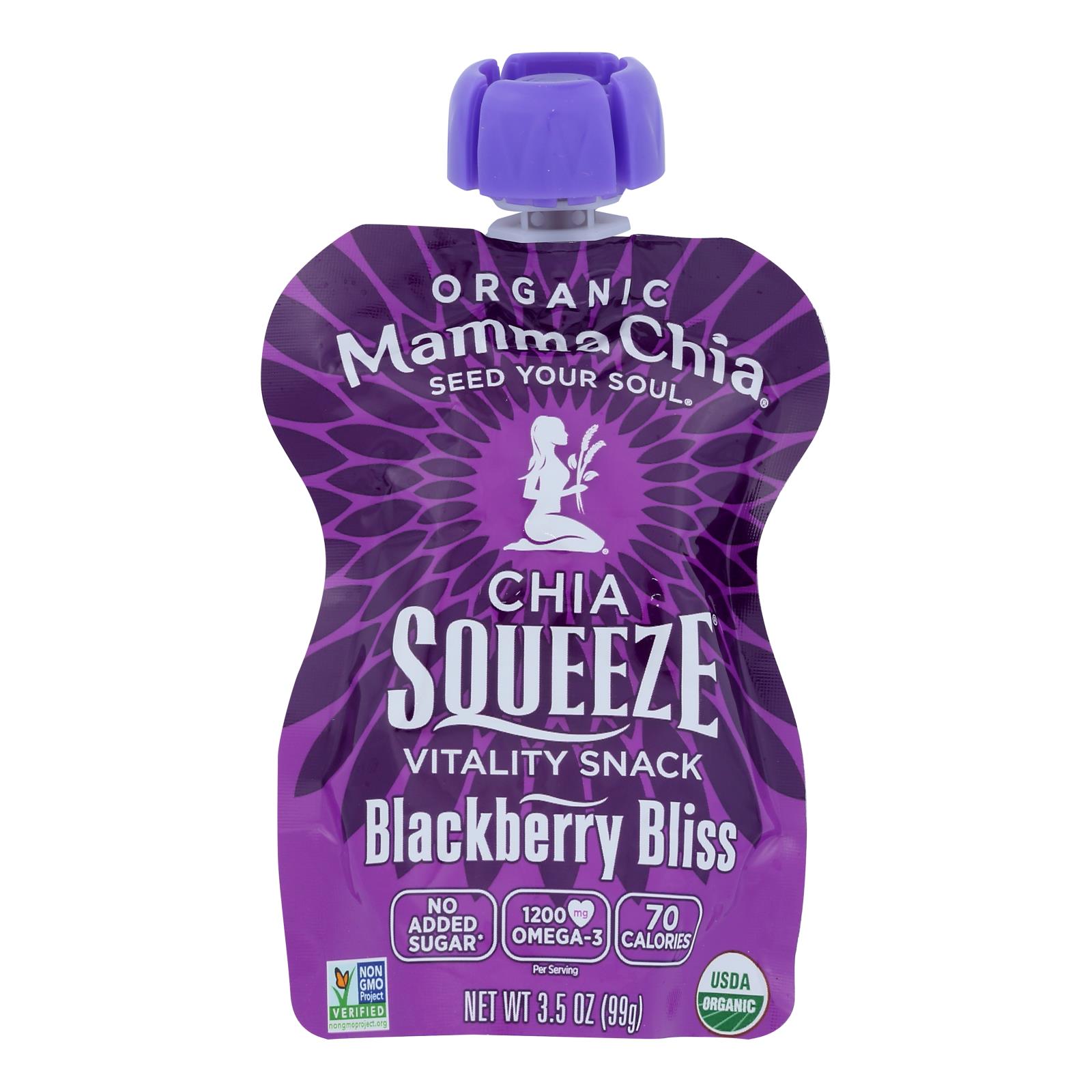 Mamma Chia Squeeze Vitality Snack, Blackberry Bliss, Case Of 16, 3.5 Oz.