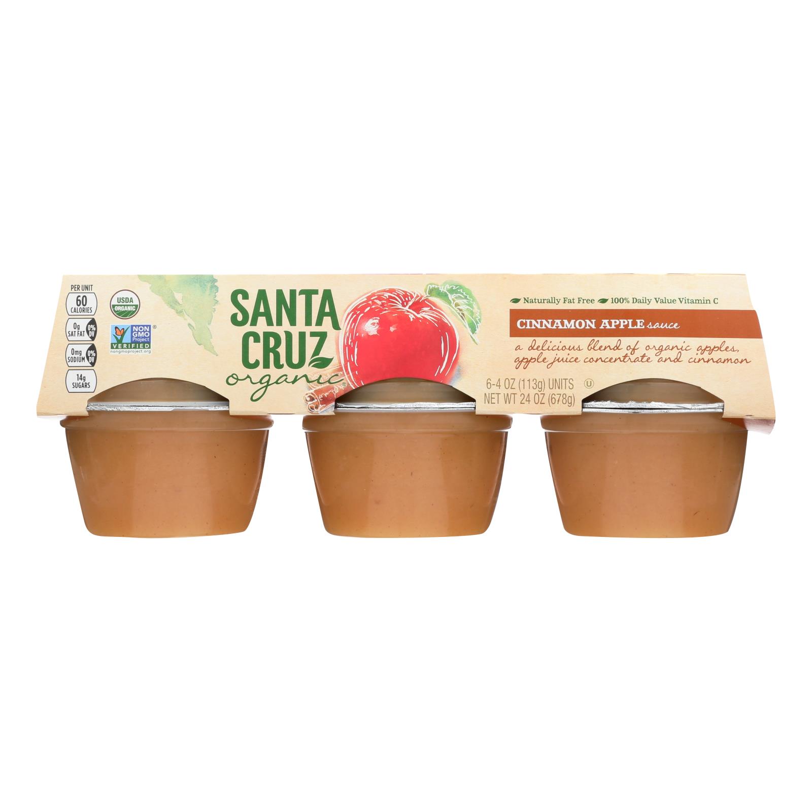 Santa Cruz Organic Apple Sauce, Cinnamon, Case Of 12, 4 Oz.