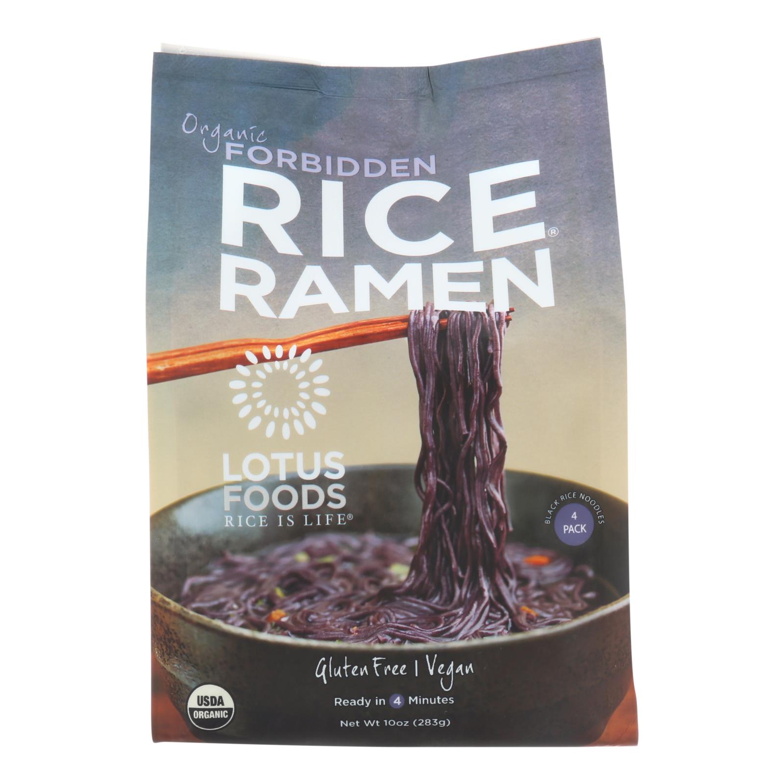 Lotus Foods Ramen, Organic, Forbidden Rice, 4 Ramen Cakes, 10 Oz, Case Of 6