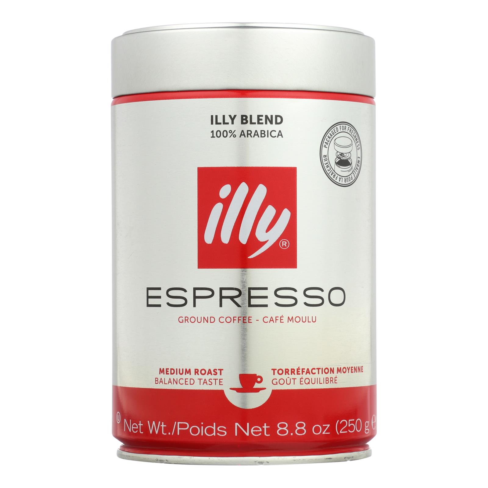 Illy Caffe Coffee Coffee, Espresso, Ground, Medium Roast, 8.8 Oz, Case Of 6
