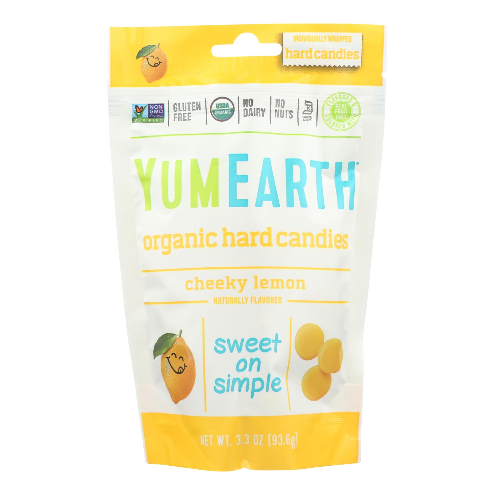 Yumearth Organics Organic Lemon Drops, Cheeky Lemon, 3.3 Oz, Case Of 6