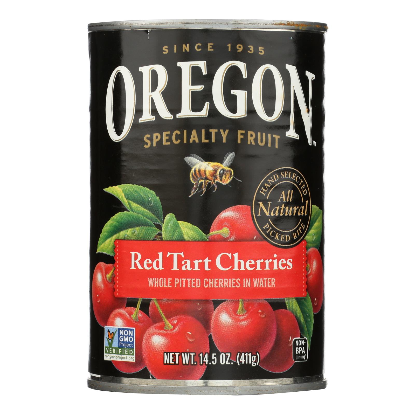 Oregon Fruit Red Tart Cherries In Water, Case Of 8, 14.5 Oz.