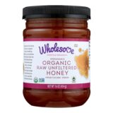 Wholesome Sweeteners Organic Raw Honey, Liquid Sweetener, Case Of 6, 16 Oz.