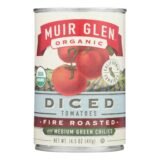 Muir Glen Fire Roasted Diced Tomatoes With Green Chilies, Green Chilies, Case Of 12, 14.5 Oz.