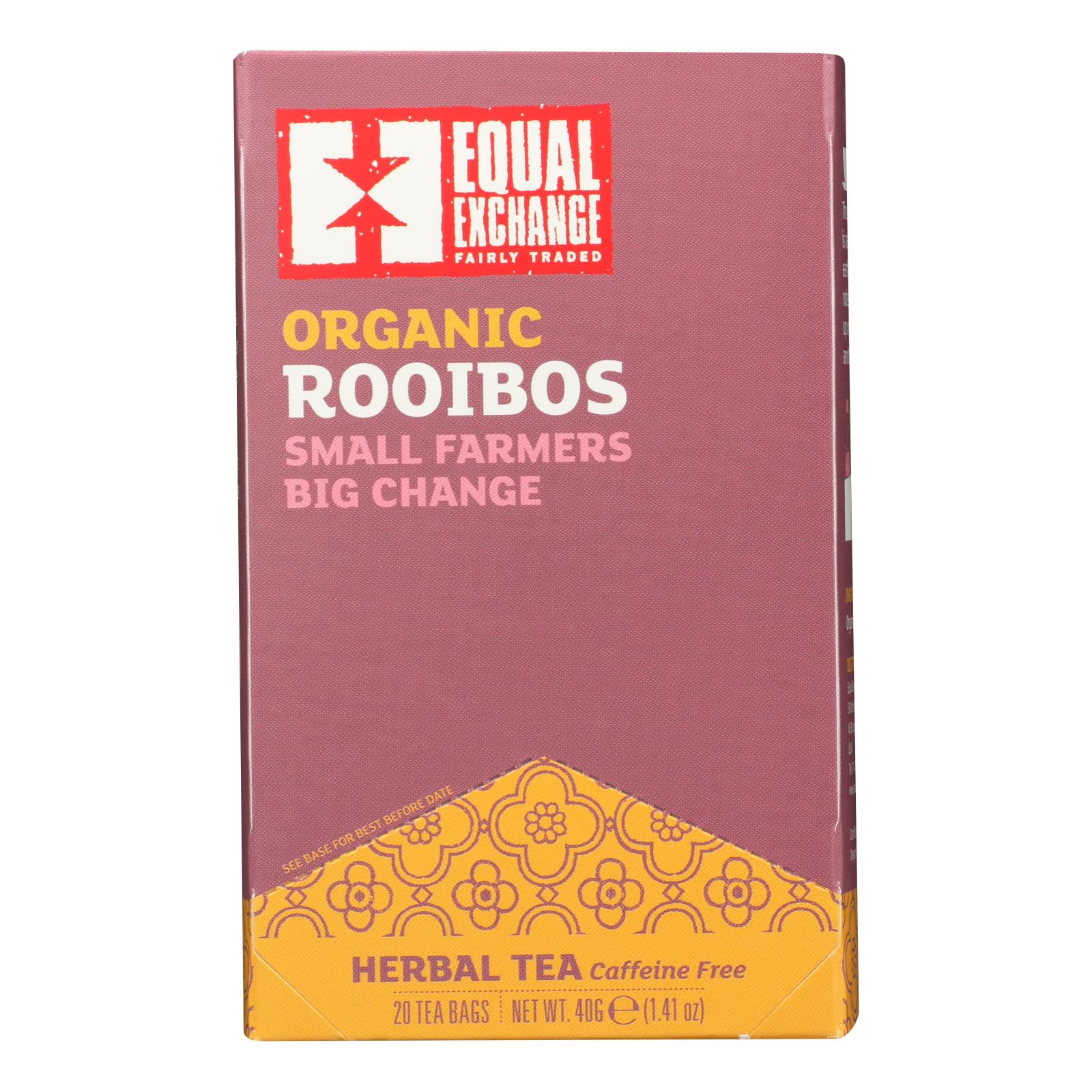Equal Exchange Organic Rooibos Tea, Rooibos Tea, Case Of 6, 20 Bags
