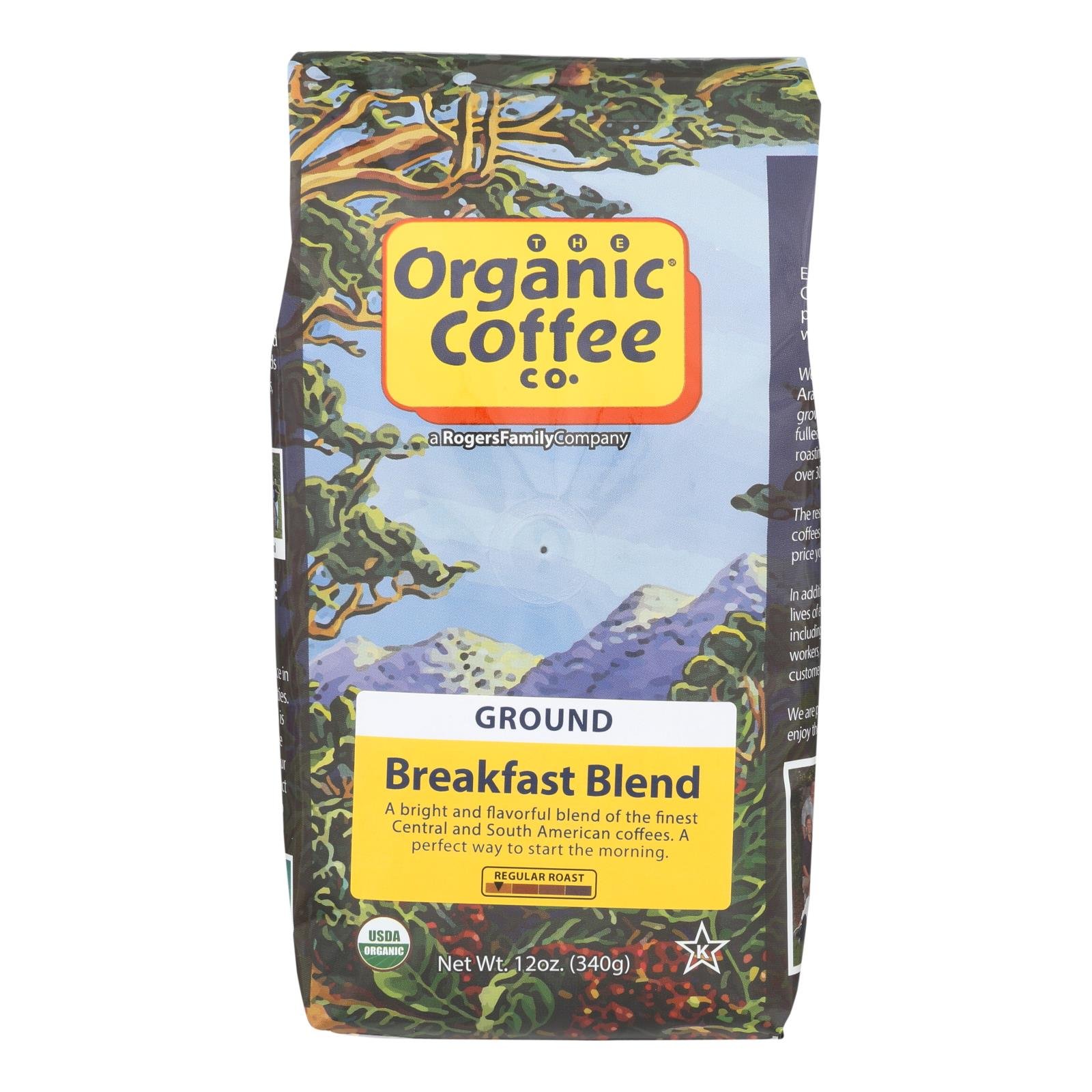 Organic Coffee Company Ground Coffee, Breakfast Blend, Case Of 6, 12 Oz.