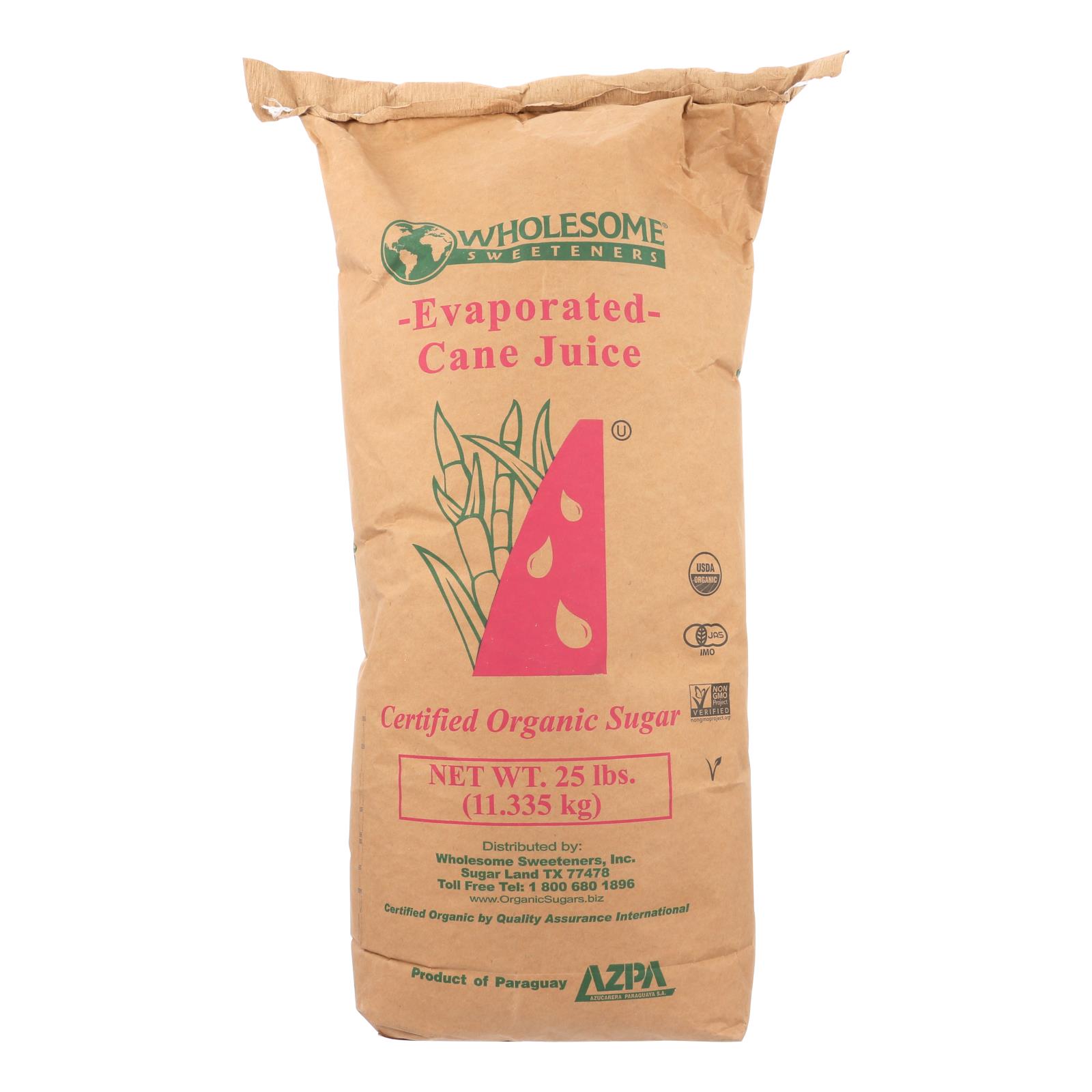 Wholesome Sweeteners Cane Sugar Organic And Natural, Single Bulk Item, 25lb