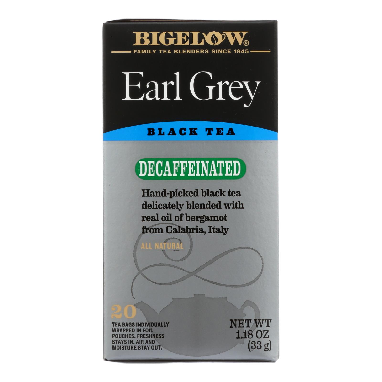Bigelow Tea Earl Grey Decaffeinated Black Tea, Case Of 6, 20 Bags