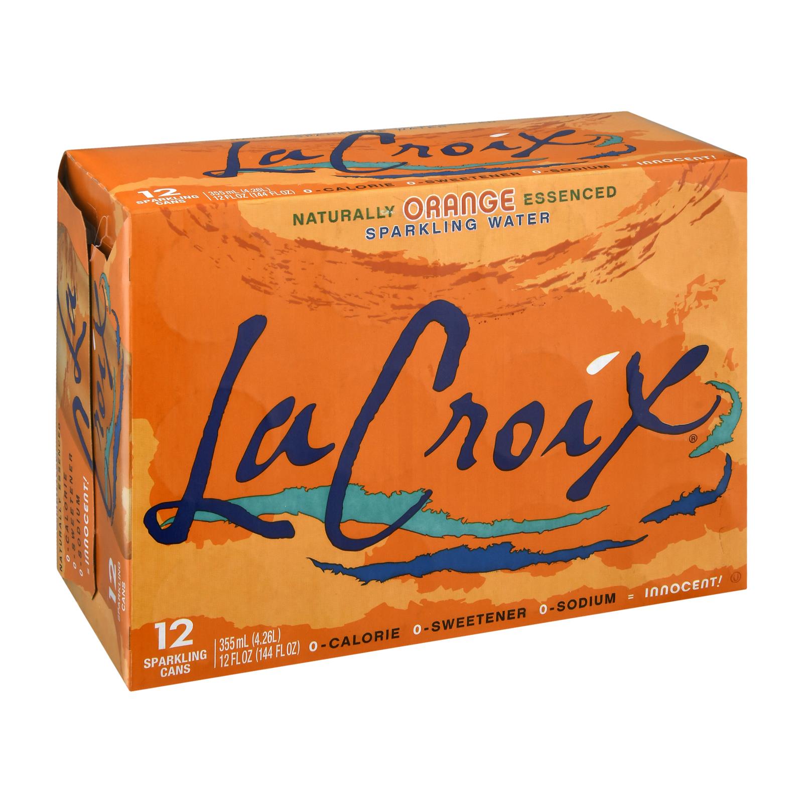 Lacroix Sparkling Water, Orange, Case Of 2, 12/12 Fl Oz