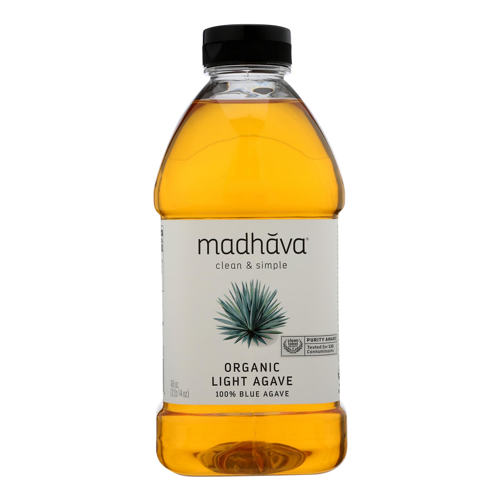 Madhava Honey Agave Nectar, Organic, Light, Case Of 4, 46 Oz