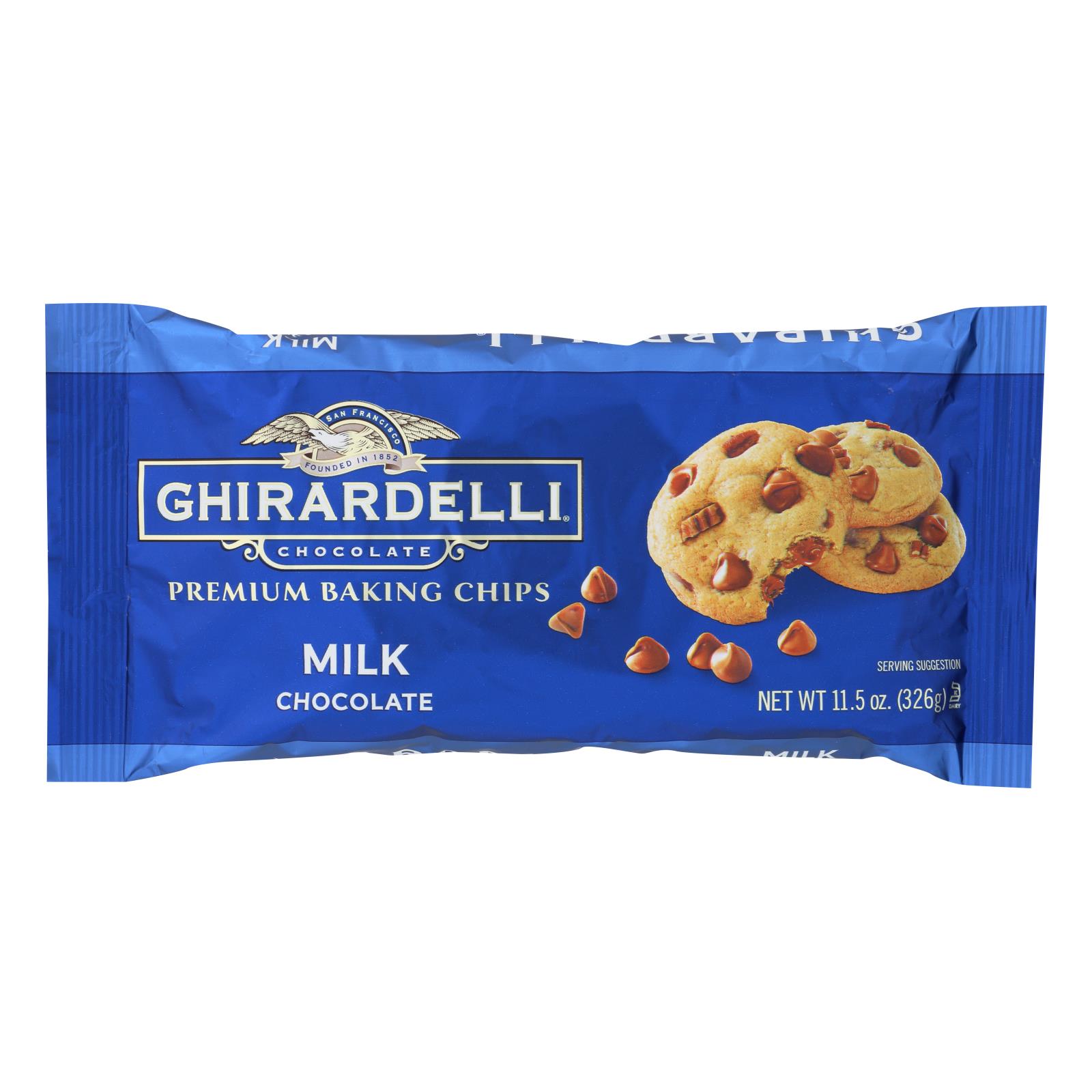 Ghirardelli Baking Chips, Milk Chocolate, Case Of 12, 11.5 Oz.