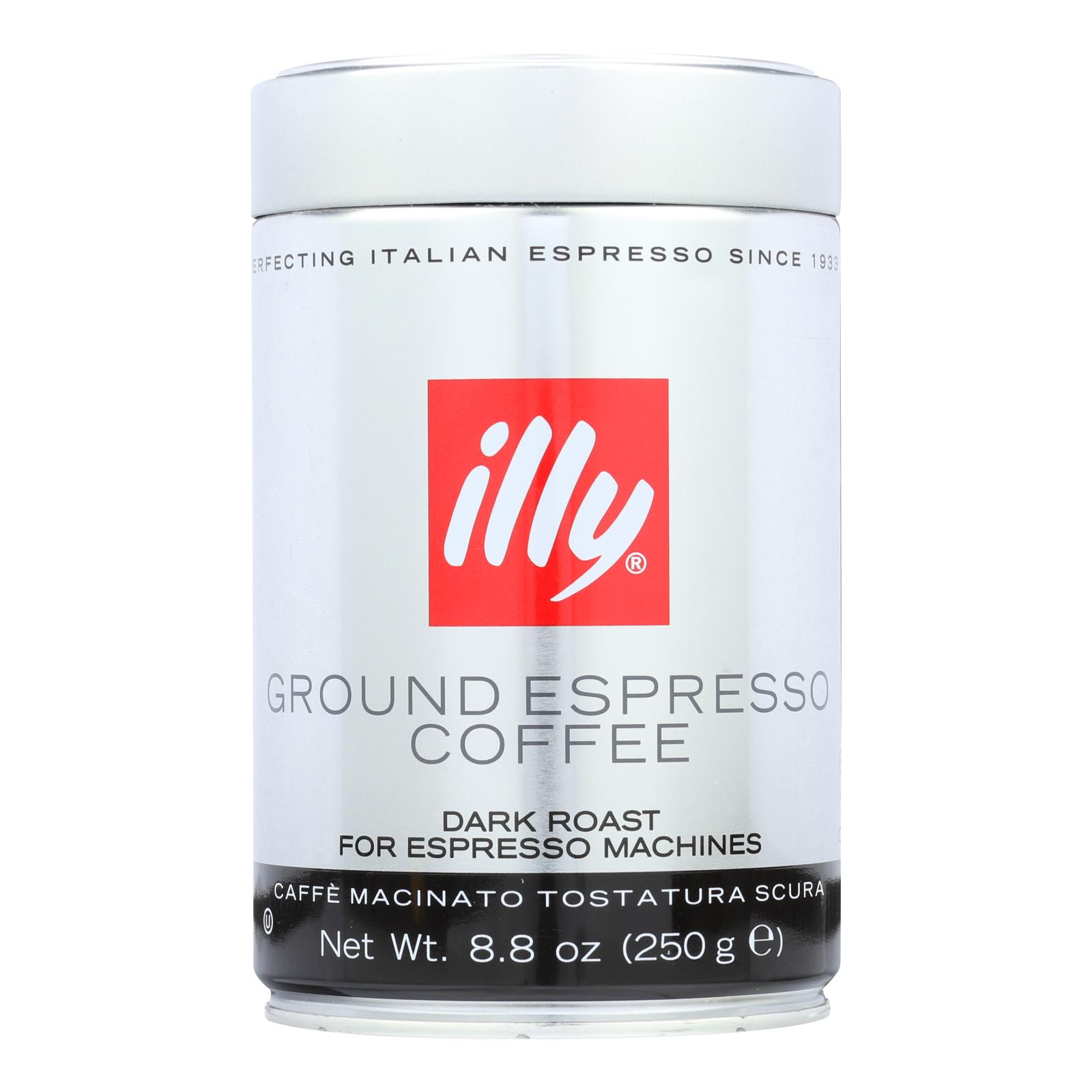 Illy Caffe Coffee Coffee, Espresso, Ground, Dark Roast, 8.8 Oz, Case Of 6