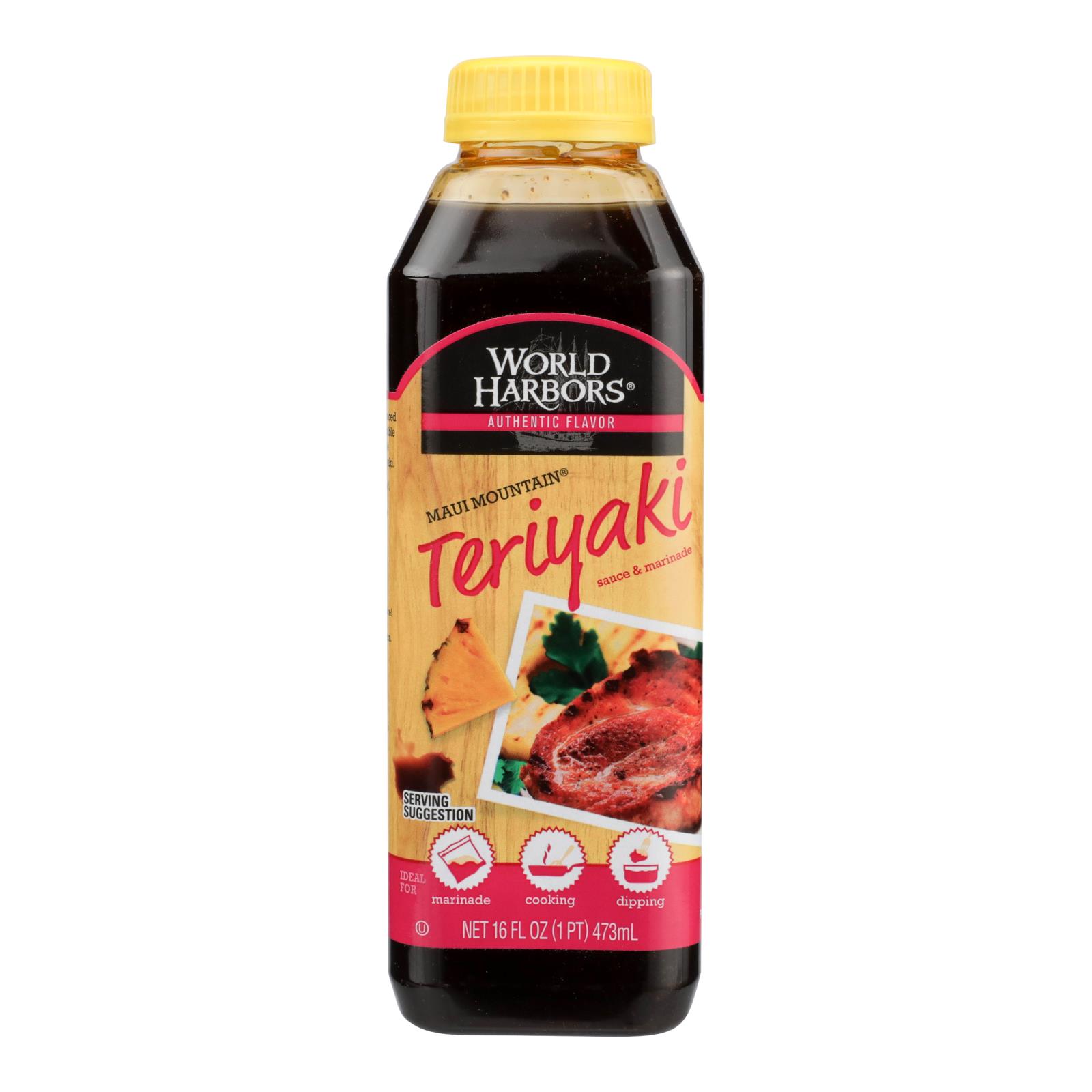 World Harbor Maui Mountain Teriyaki Marinade And Sauce, Case Of 6, 16 Fl Oz.