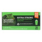 Seventh Generation Extra Strong Tall Kitchen Trash Bags, 13 Gallon, Case Of 12, 20 Count