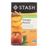 Stash Tea Ginger Peach Green W/ Matcha, 18 Tea Bags, Case Of 6