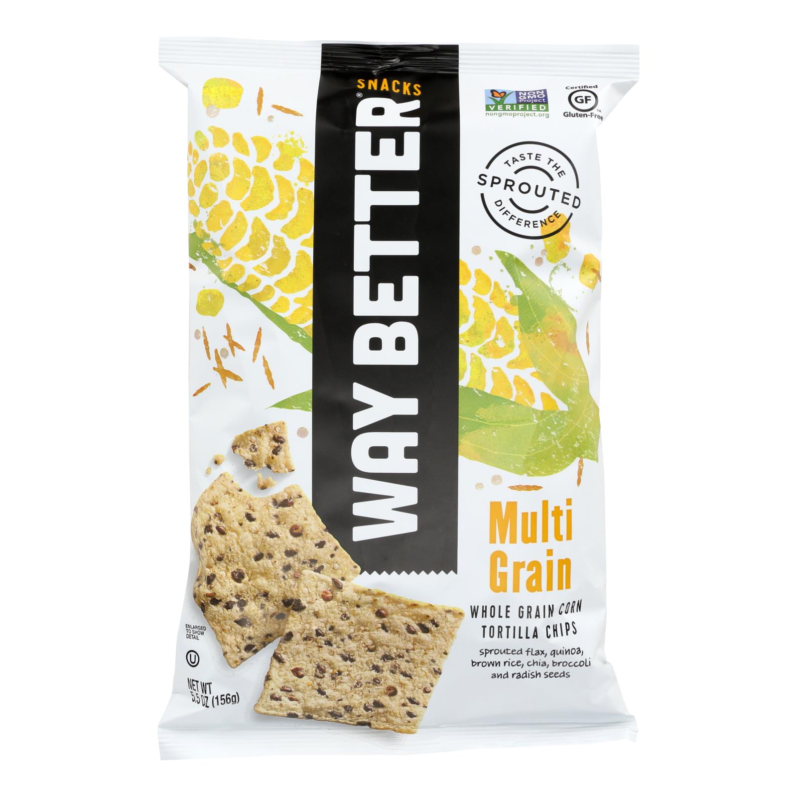 Way Better Snacks Tortilla Chips, Multi, Grain, Case Of 12, 5.5 Oz.