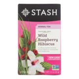Stash Tea Hibiscus Herbal?tea, Wild Raspberry, Case Of 6, 20 Bags
