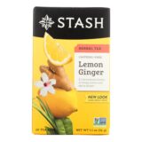 Stash Tea, Herbal, Lemon Ginger, 20 Bags, Case Of 6