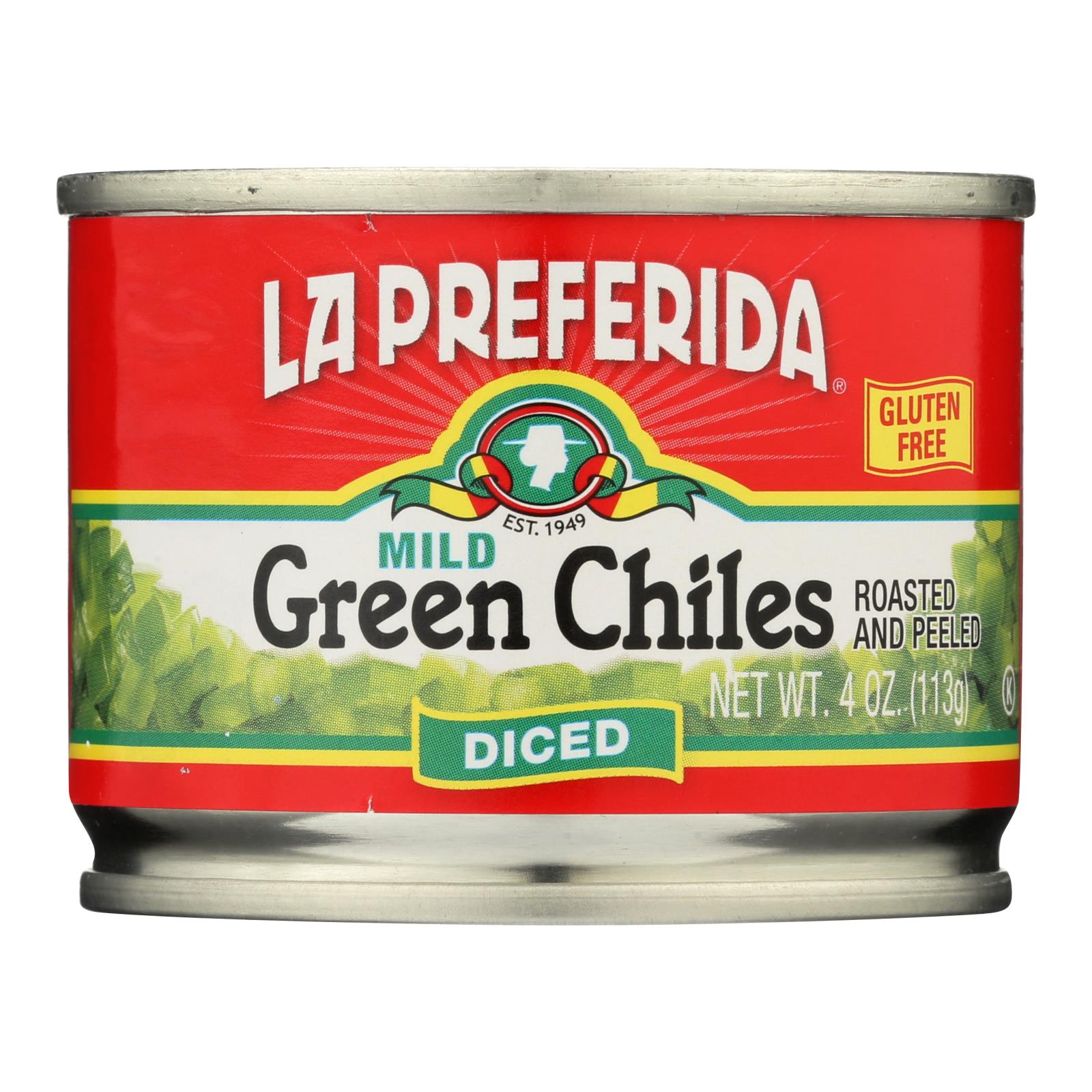 La Preferida Green Chiles, Diced, Case Of 24, 4 Oz.
