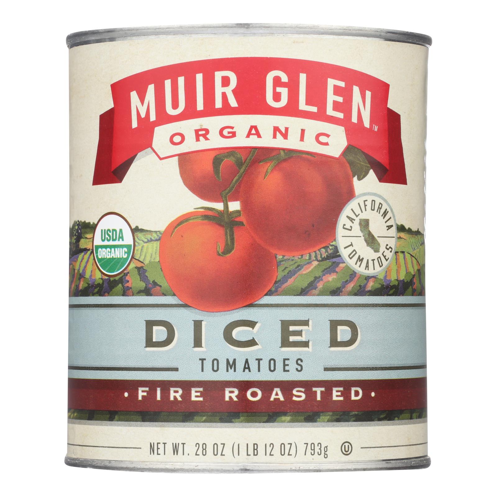 Muir Glen Organic Diced Fire Roasted Tomato, Tomato, Case Of 12, 28 Oz.