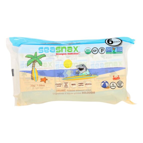 Seasnax Organic Seaweed Snack, Original, Case Of 12, 1.08 Oz