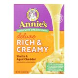 Annies Homegrown Macaroni Dinner, Creamy Deluxe, Shells And Real Aged Cheddar Sauce, 11 Oz, Case Of 12