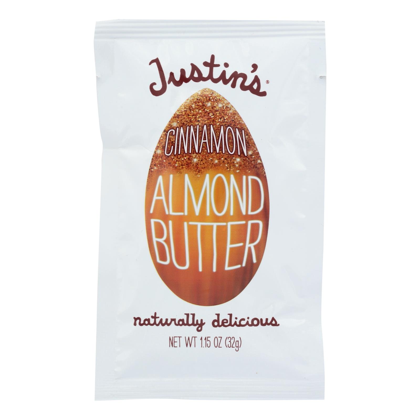Justin's Nut Butter Squeeze Pack, Almond Butter, Cinnamon, Case Of 10, 1.15 Oz.