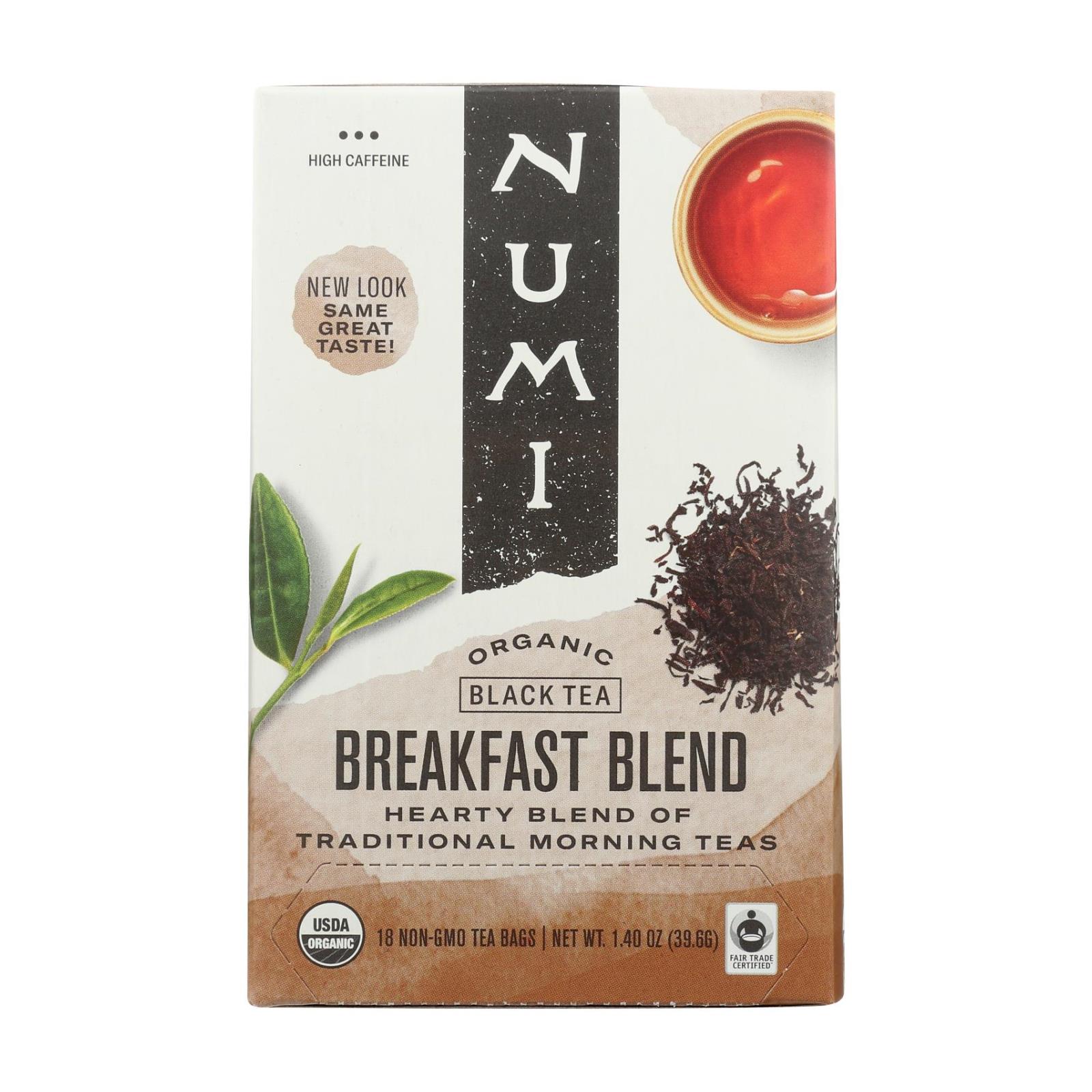 Numi Tea Black Tea, Breakfast Blend, Case Of 6, 18 Bags