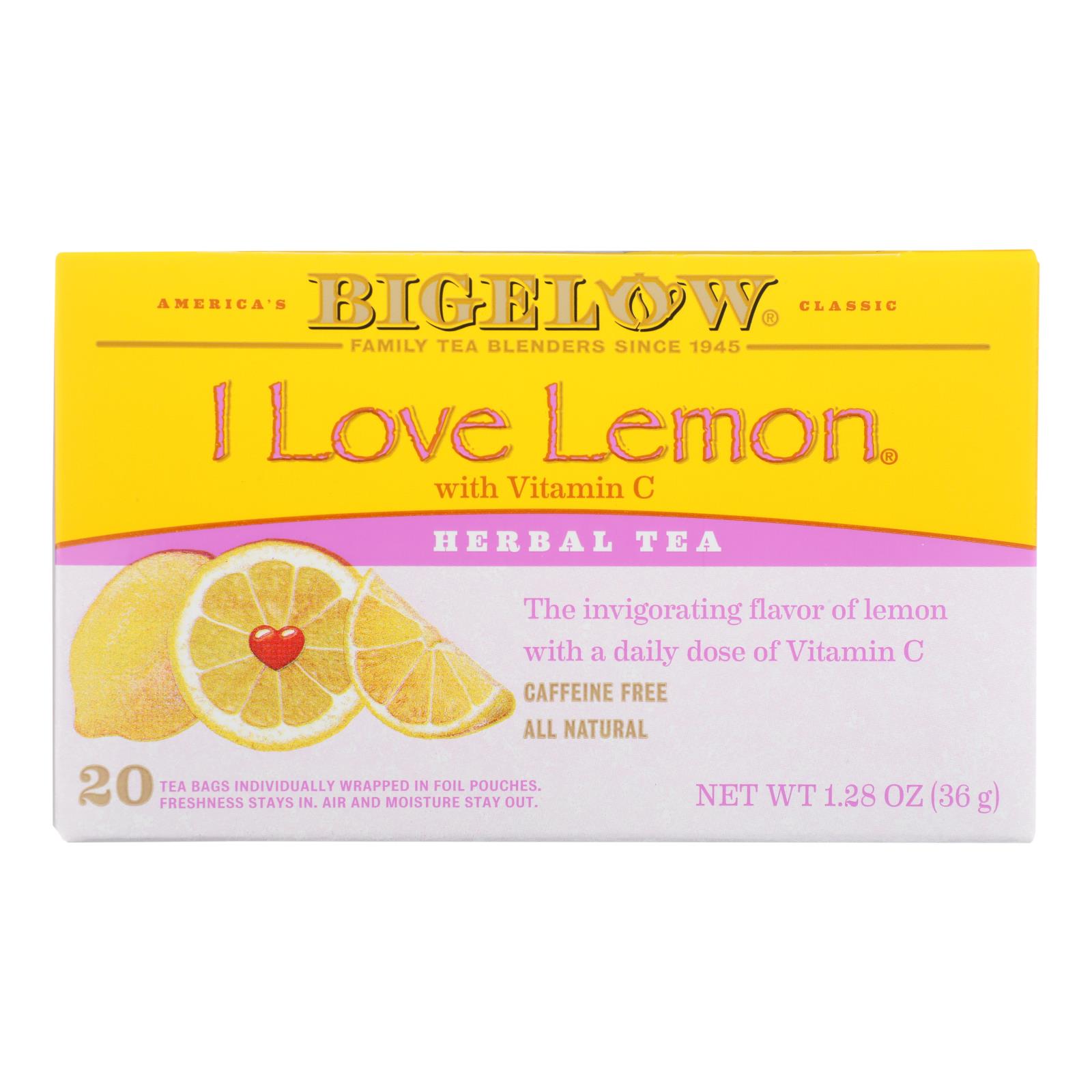 Bigelow Tea I Love Lemon Herb Tea, Case Of 6, 20 Bag