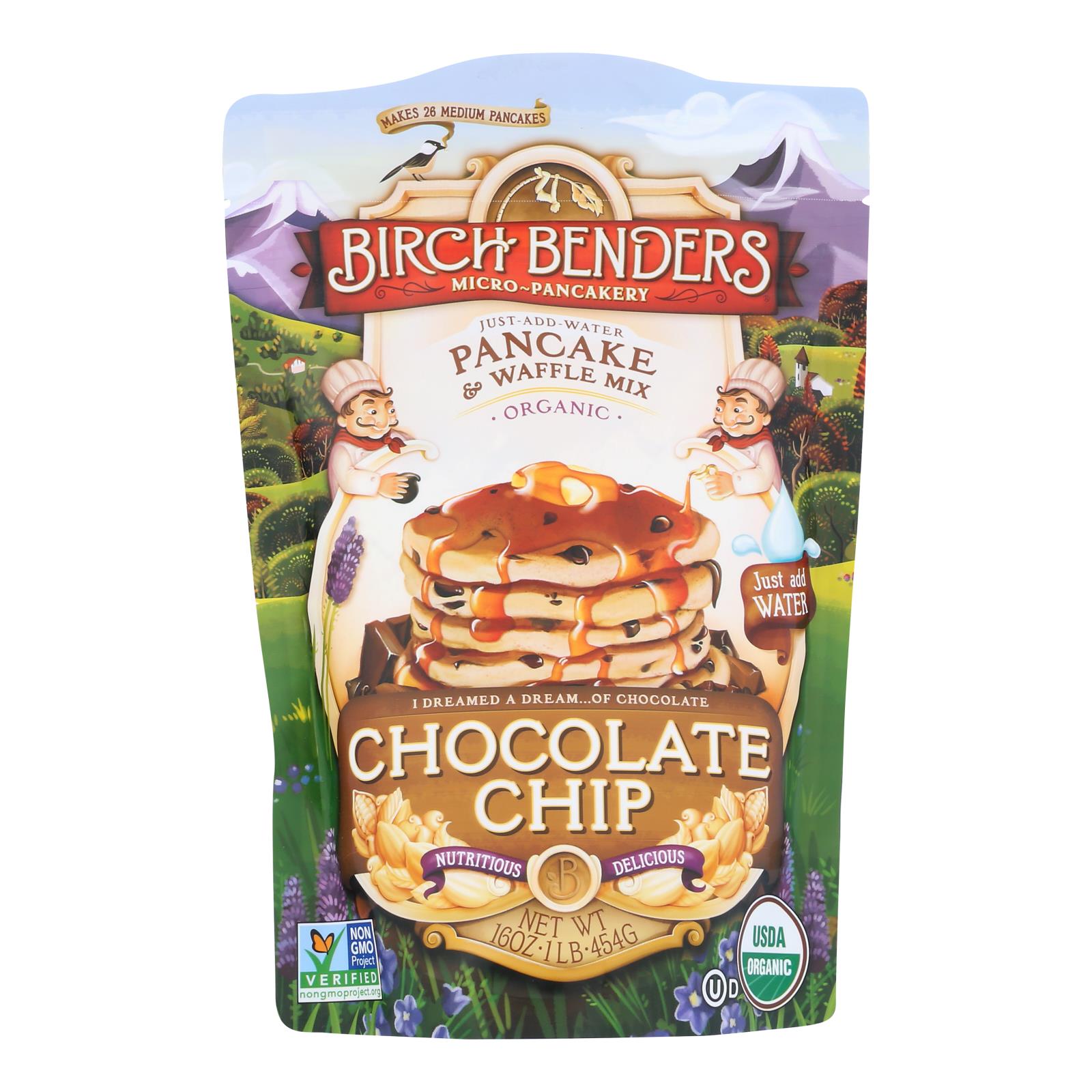 Birch Benders Pancake And Waffle Mix, Chocolate Chip, Case Of 6, 16 Oz.