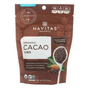 Navitas Naturals Cacao Nibs, Organic, Raw, 4 Oz, Case Of 12