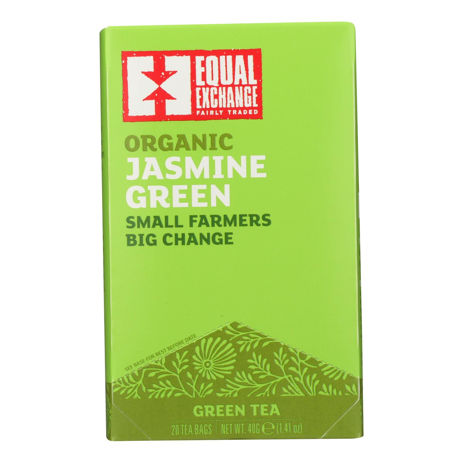Equal Exchange Organic Jasmine Green Tea, Jasmine, Case Of 6, 20 Bags
