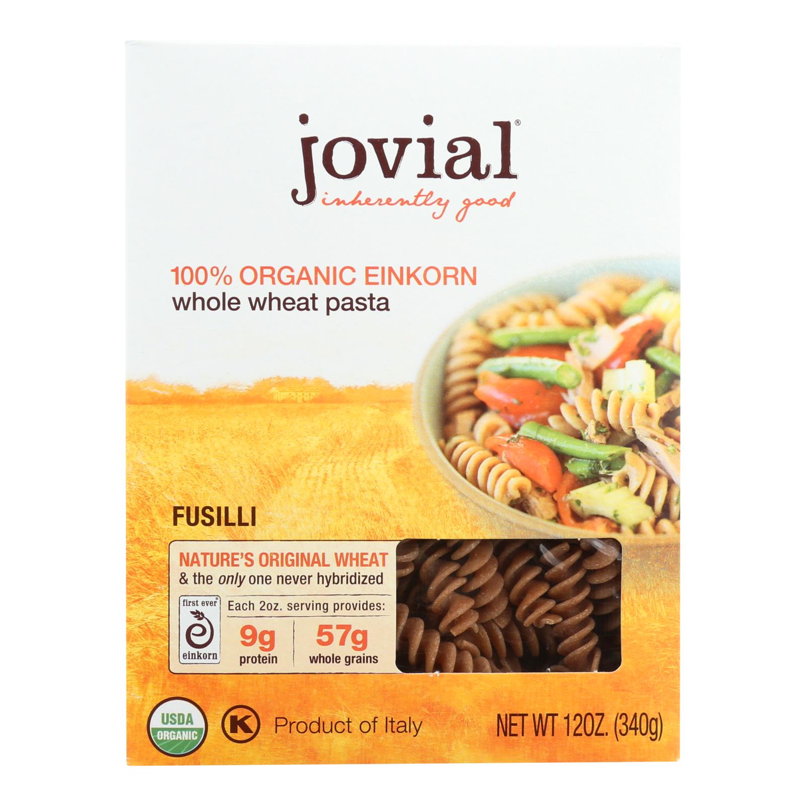 Jovial, Pasta, Organic, Whole Grain Einkorn, Fusilli, 12 Oz, Case Of 12
