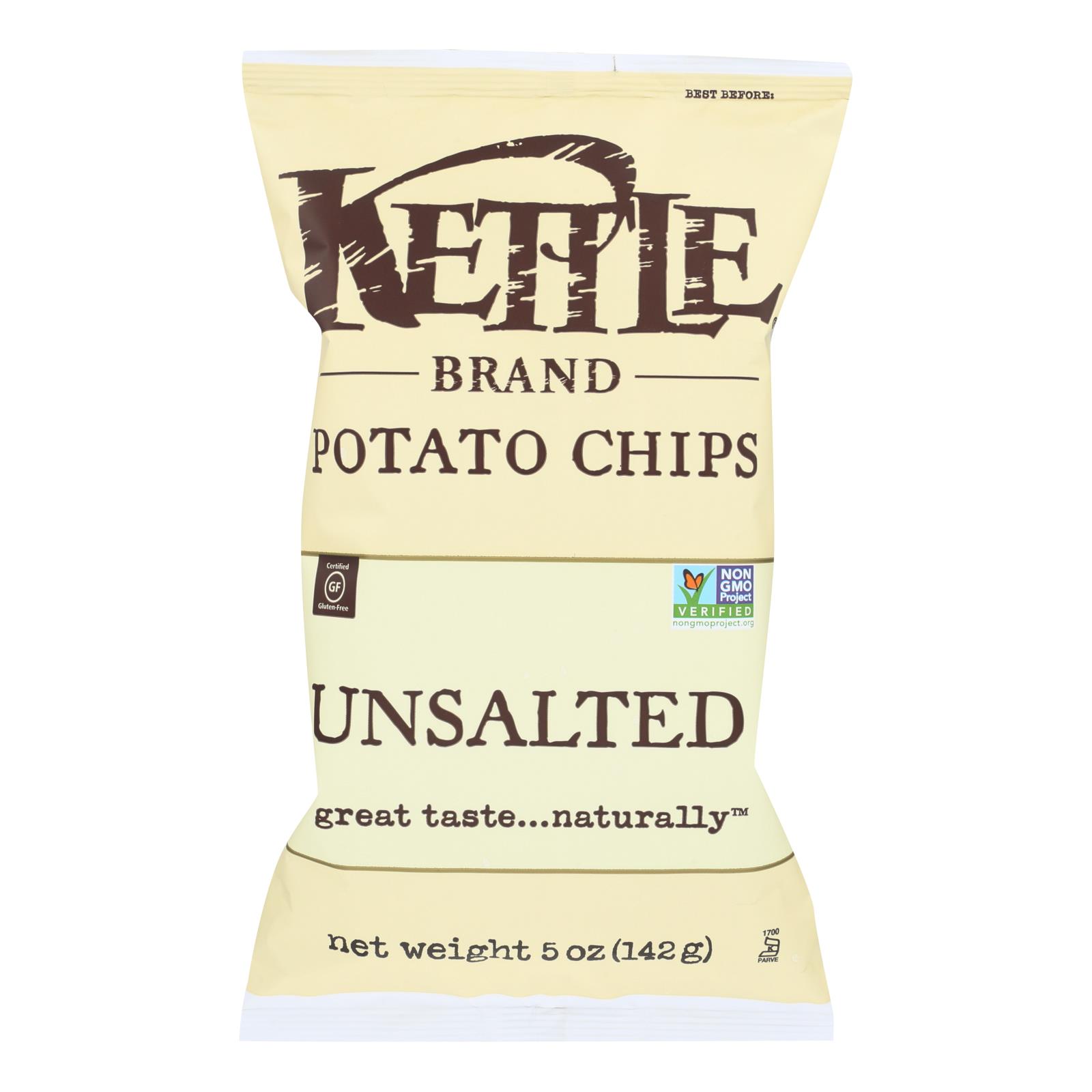 Kettle Brand Potato Chips, Unsalted, Case Of 15, 5 Oz.