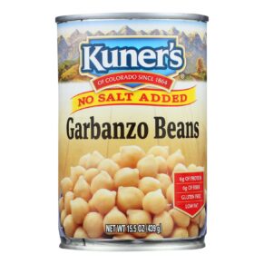 Kuner, Garbanzo Beans, No Salt Added, Case Of 12, 15 Oz.