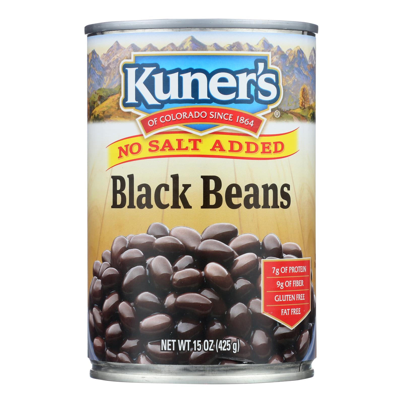Kuner, Black Beans, No Salt Added, Case Of 12, 15 Oz.