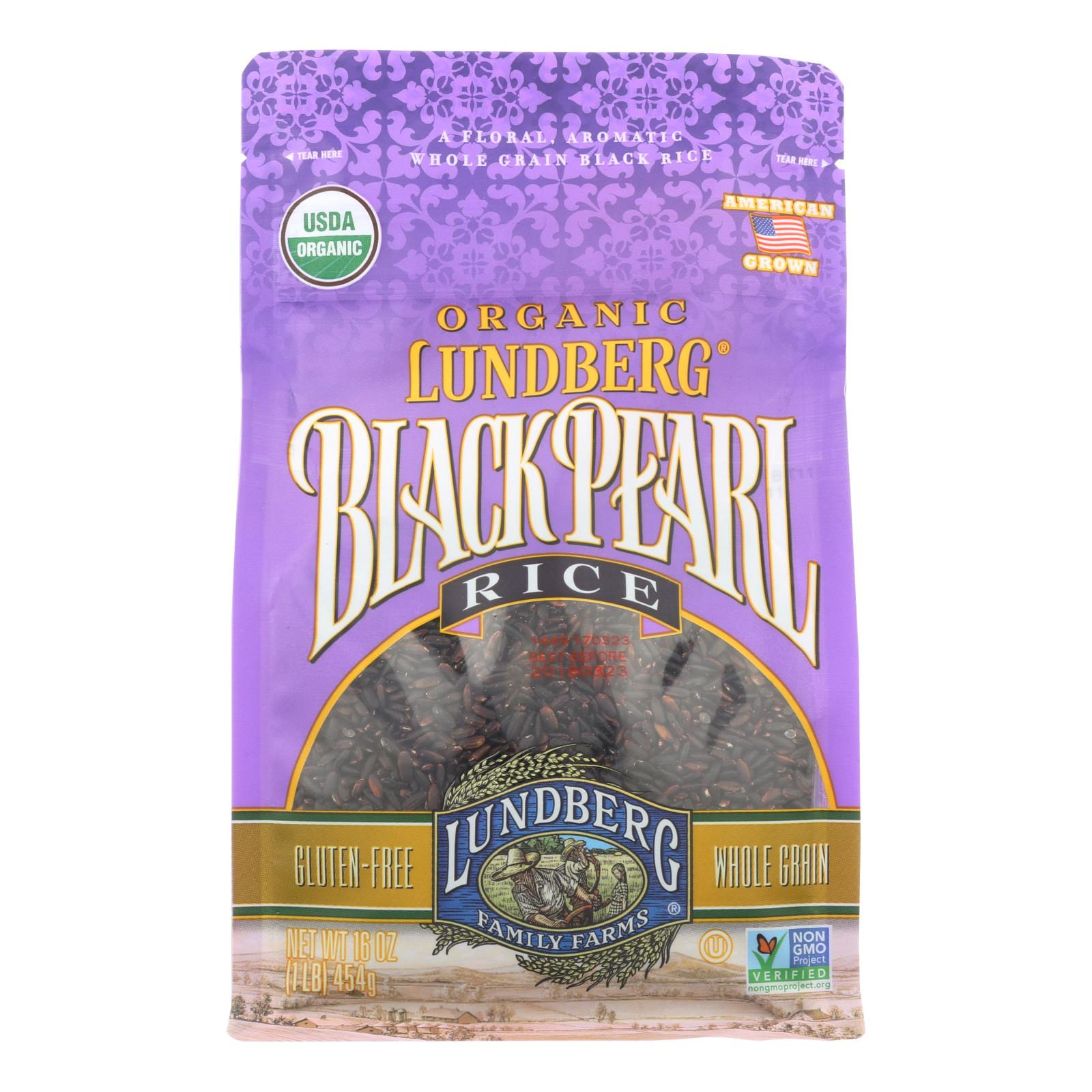 Lundberg Family Farms Organic Rice, Black Pearl, Case Of 6, 1 Lb.