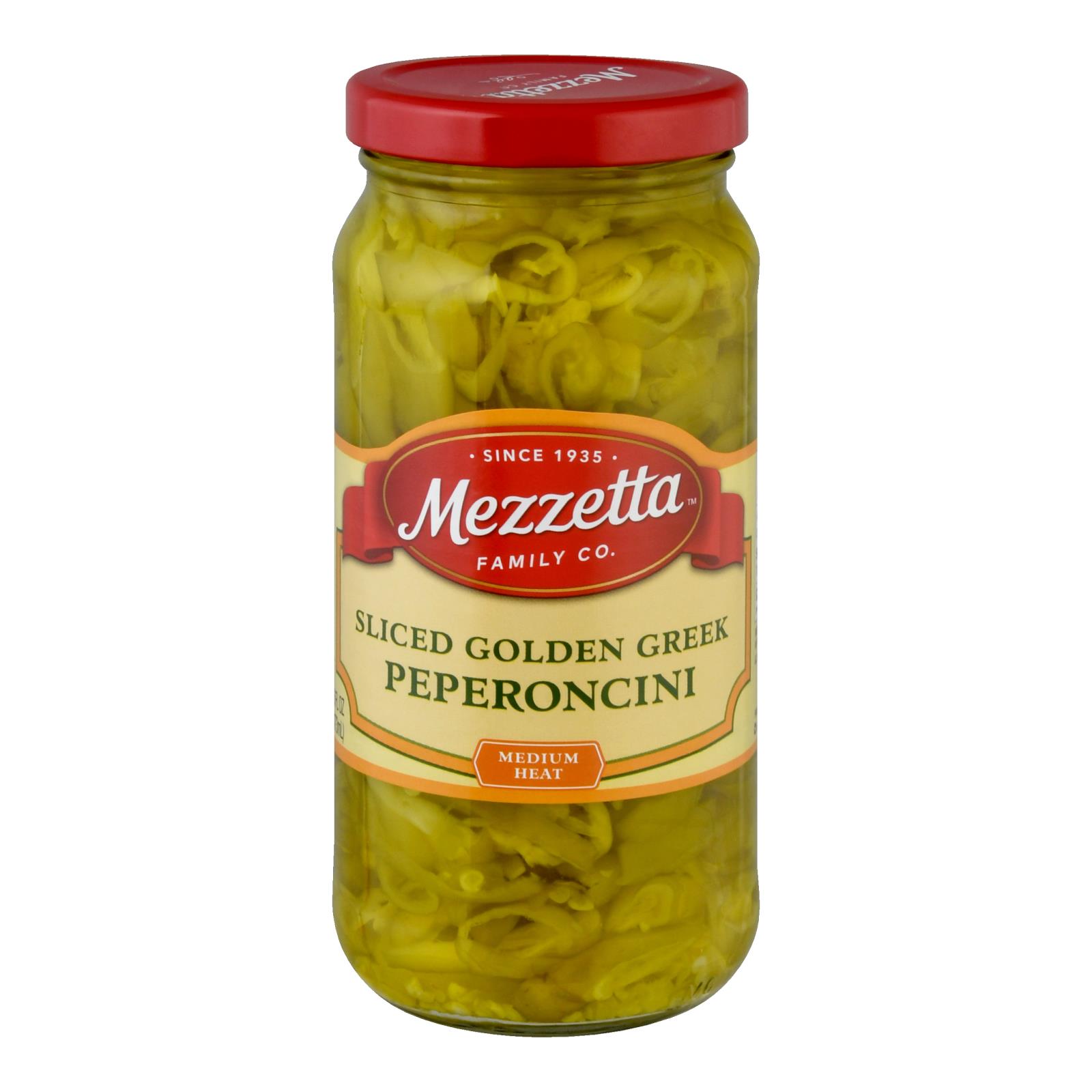 Mezzetta Deli Sliced Golden Greek Pepperoncini, Case Of 6, 16 Fl Oz.