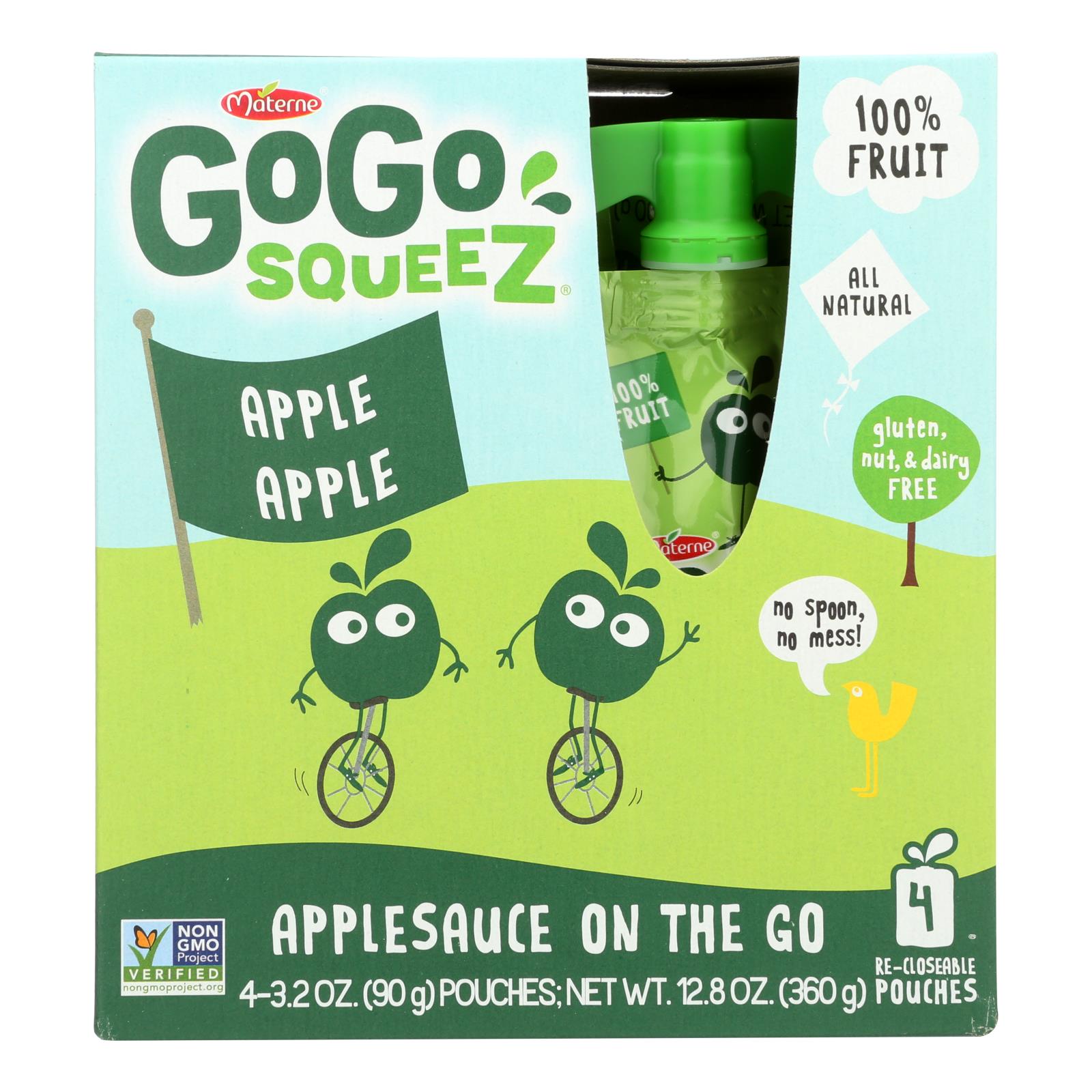 Gogo Squeeze Organic Applesauce, Apple, Case Of 12, 3.2 Oz.