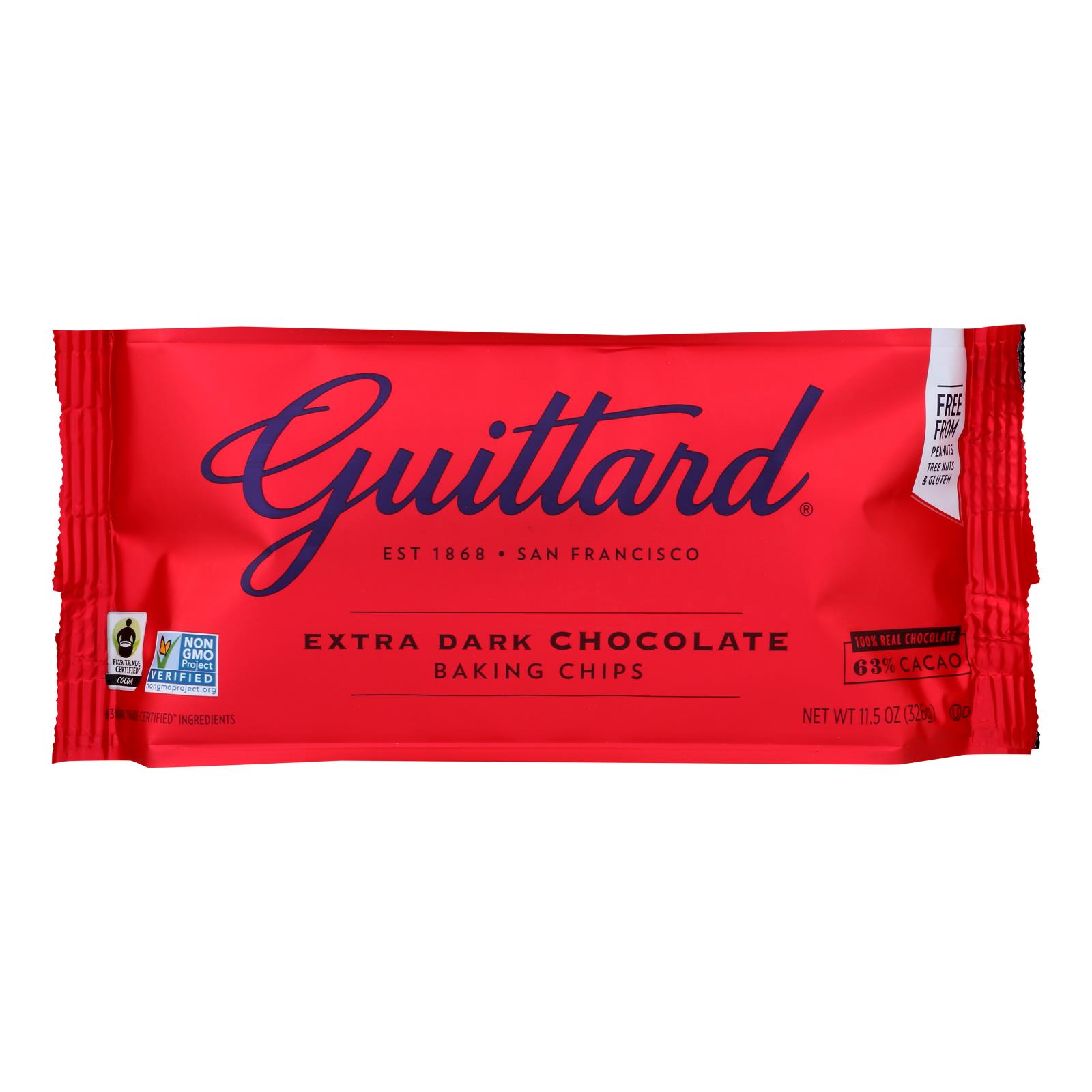 Guittard Chocolate Extra Dark, Chocolate Chip, Case Of 12, 11.5 Oz.