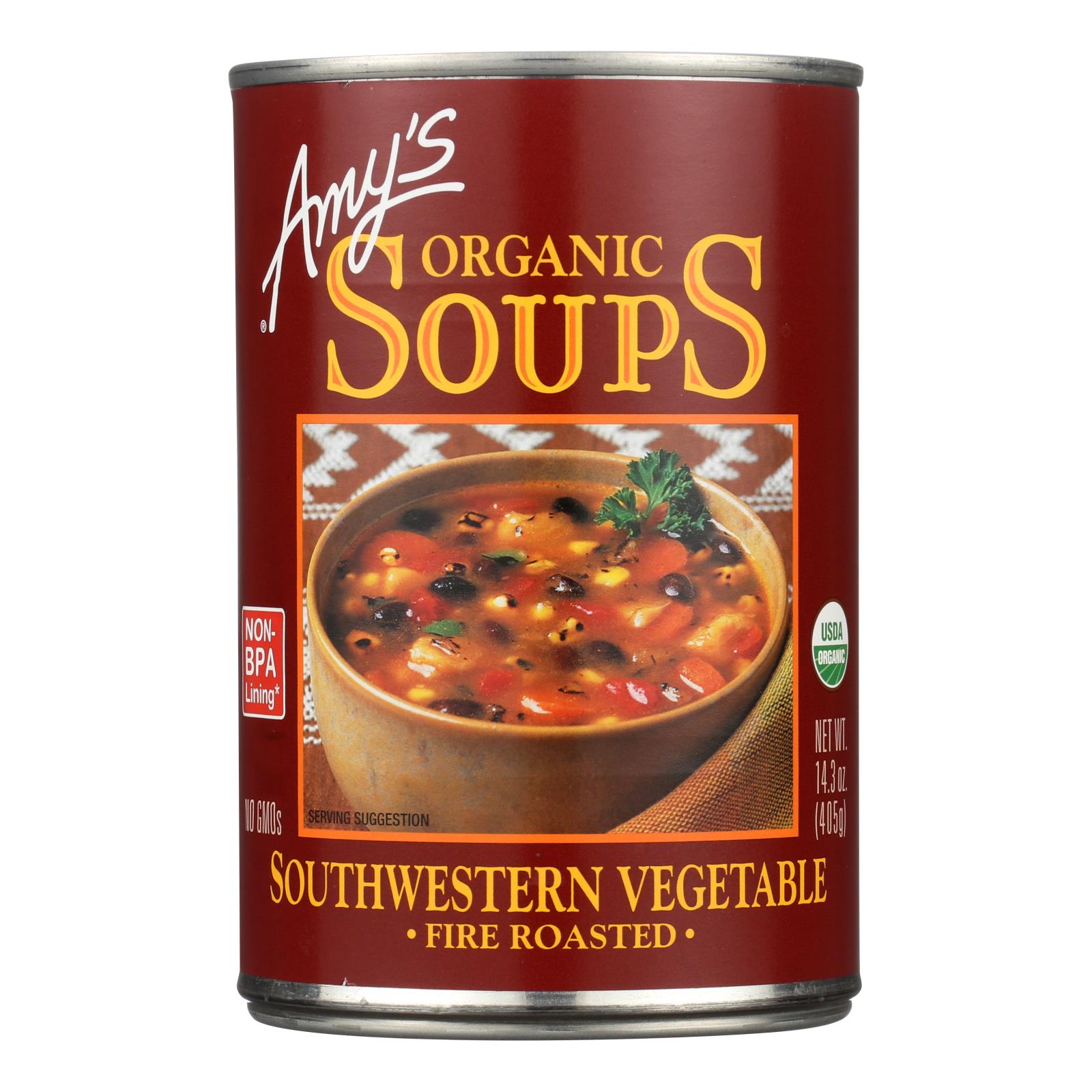 Amy's, Organic Fire Roasted Southwestern Vegetable Soup, Case Of 12, 14.3 Oz