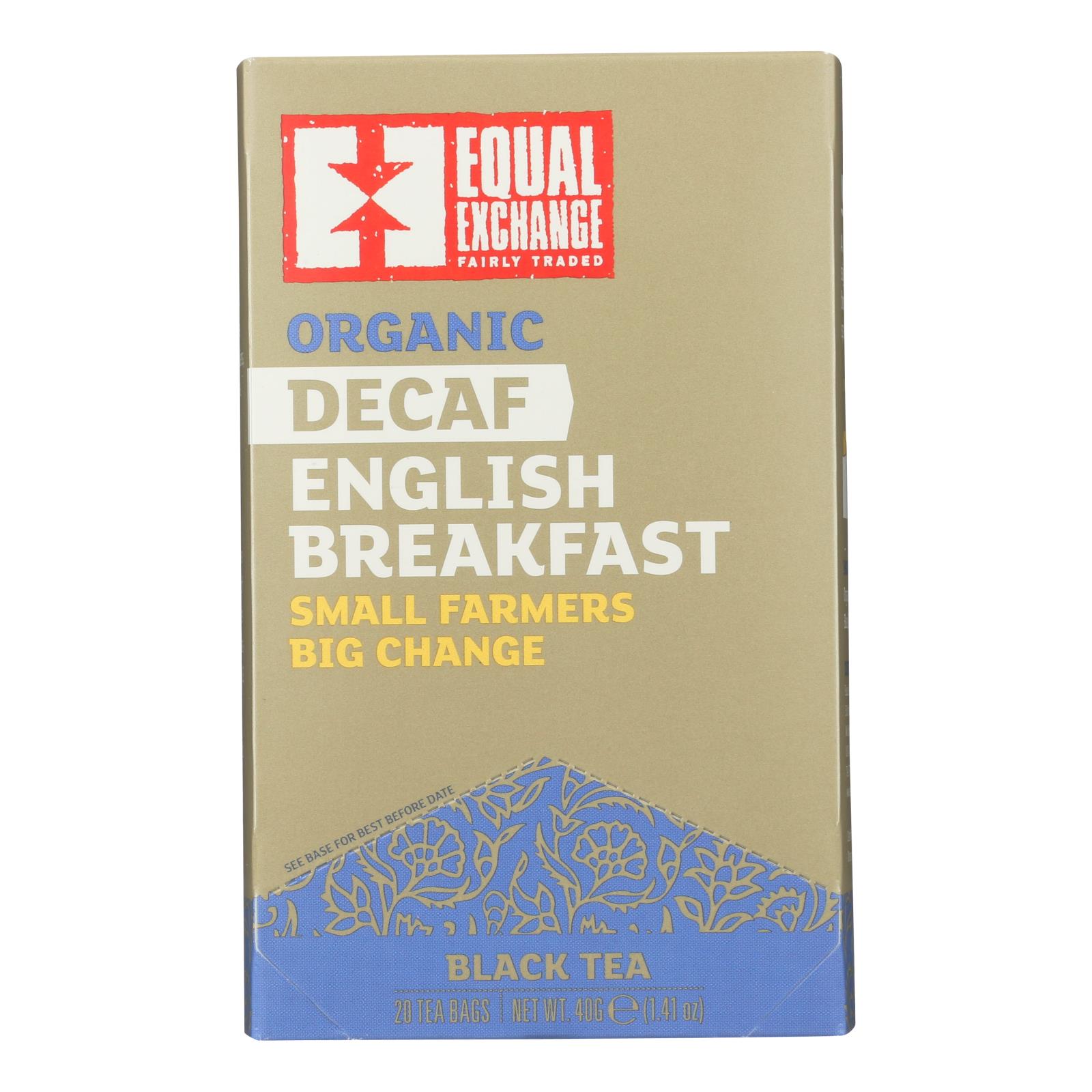 Equal Exchange Organic Decaf Black Tea, English Breakfast, Case Of 6, 20 Bags