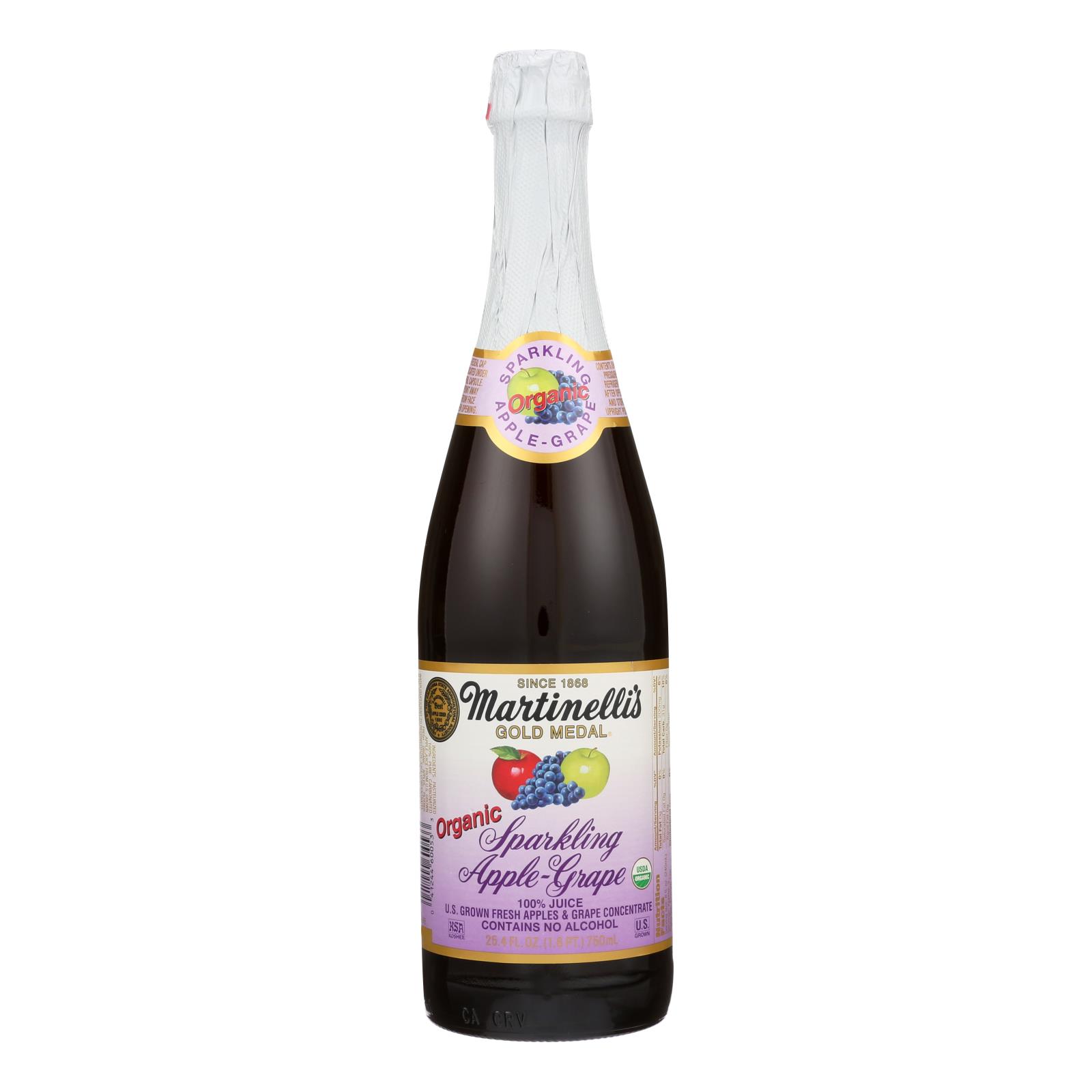 Martinelli's Organic Sparkling Apple Grape - Case Of 12 - 25.4 Fl Oz.