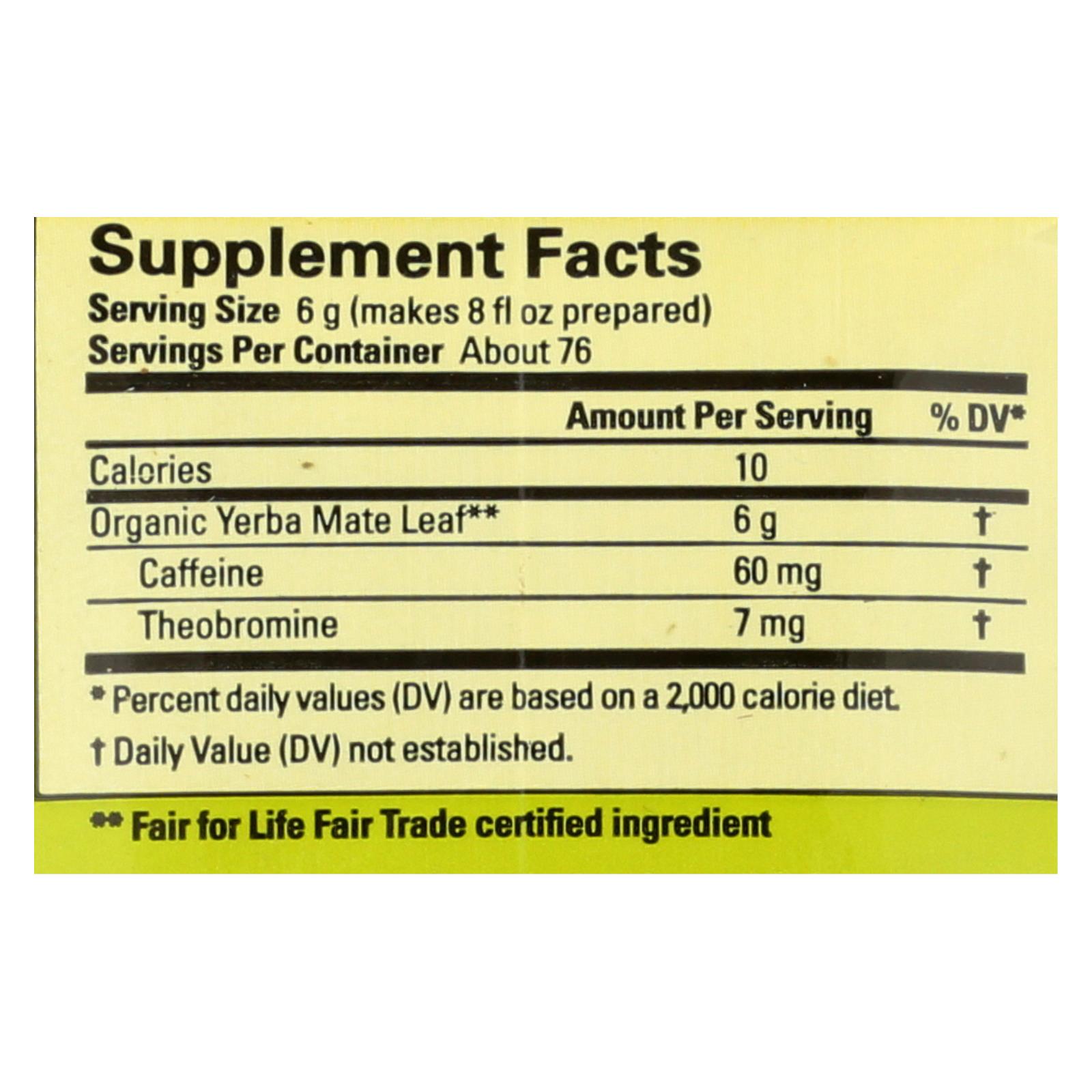 Ecoteas Organic Yerba Mate Unsmoked Green Energy Loose Tea, Case Of 6, 1 Lb. - Image 2