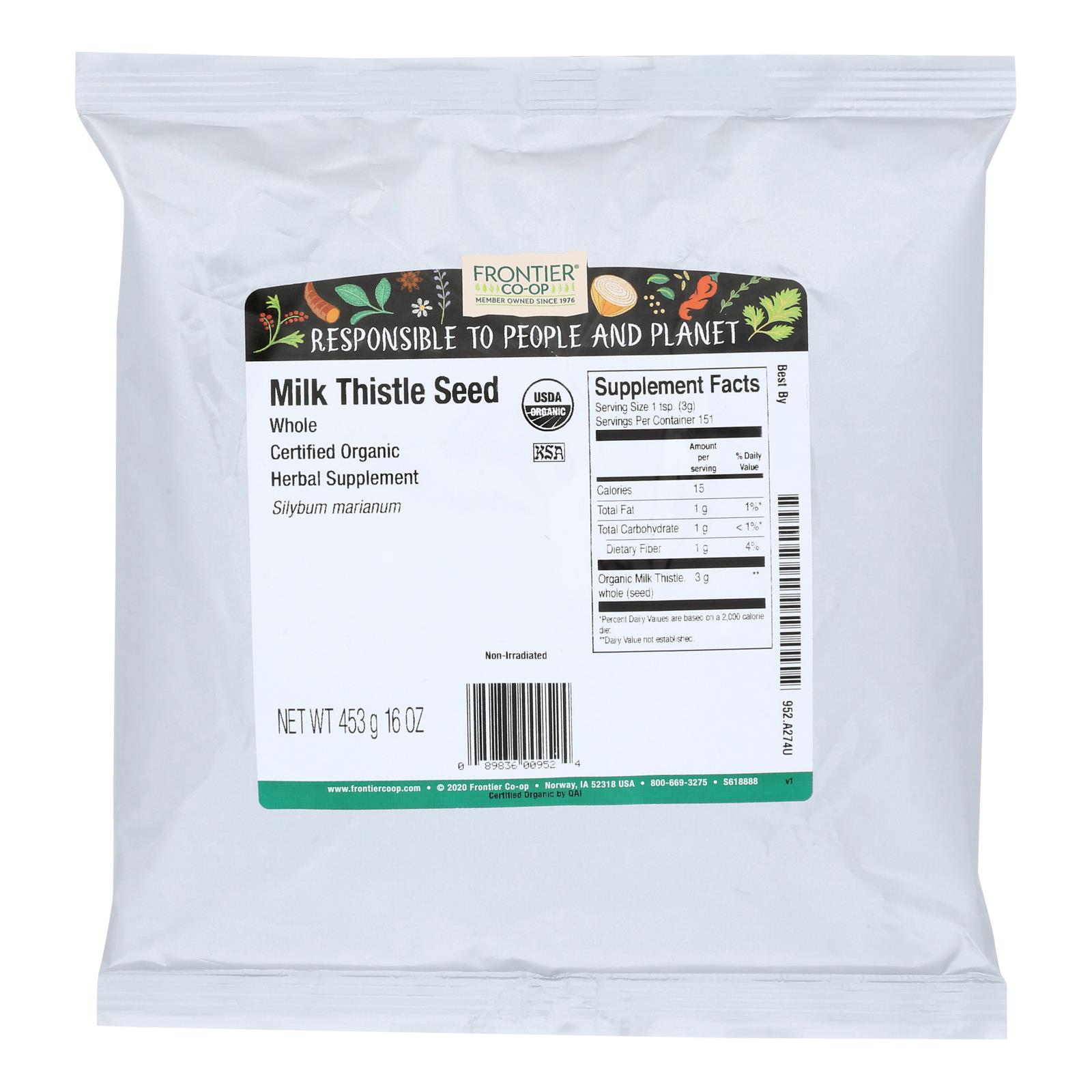 Frontier Herb Milk Thistle Organic Whole, Single Bulk Item, 1lb - Image 2