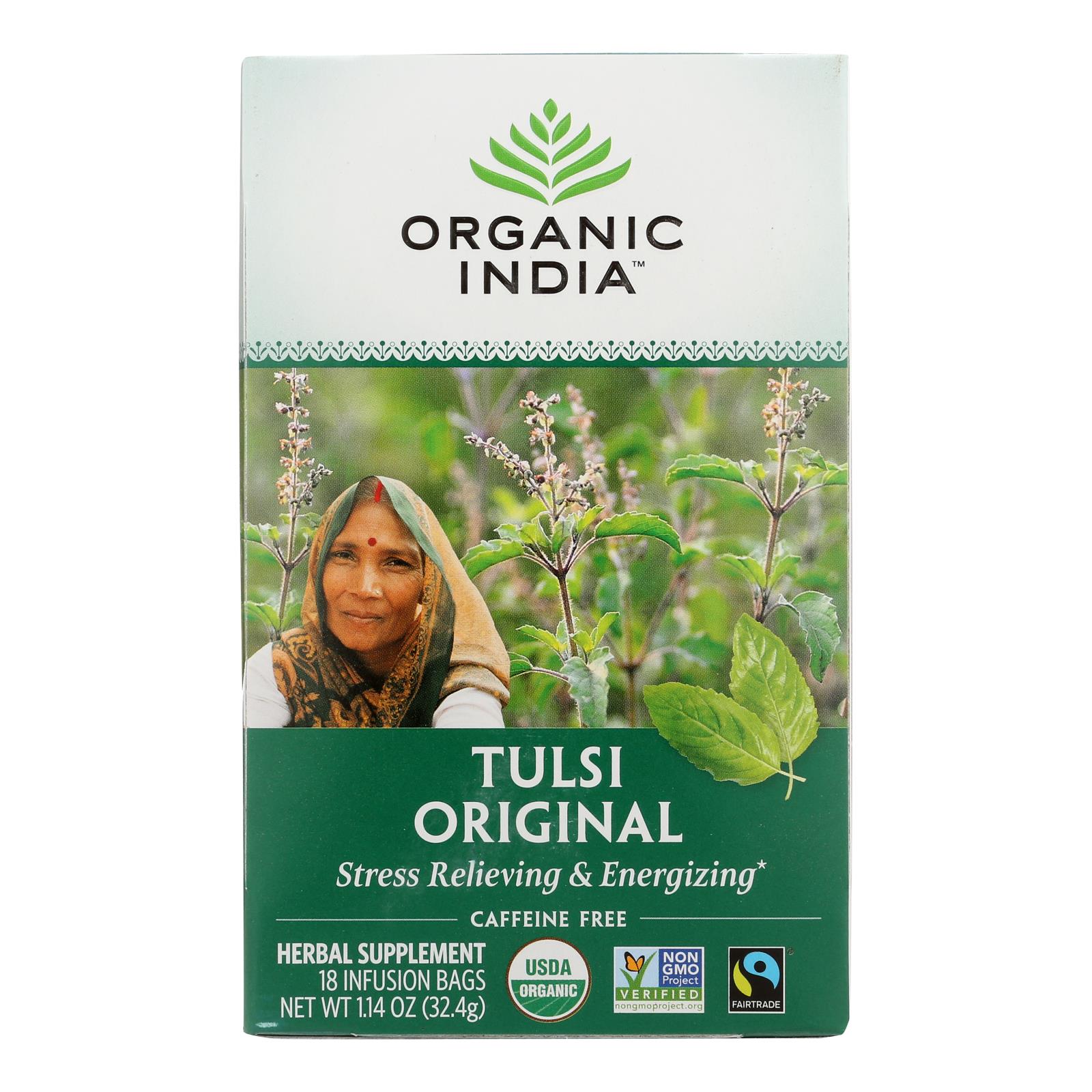 Organic India Tulsi Tea Original, 18 Tea Bags, Case Of 6