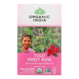 Organic India Tulsi Tea Sweet Rose, 18 Tea Bags, Case Of 6