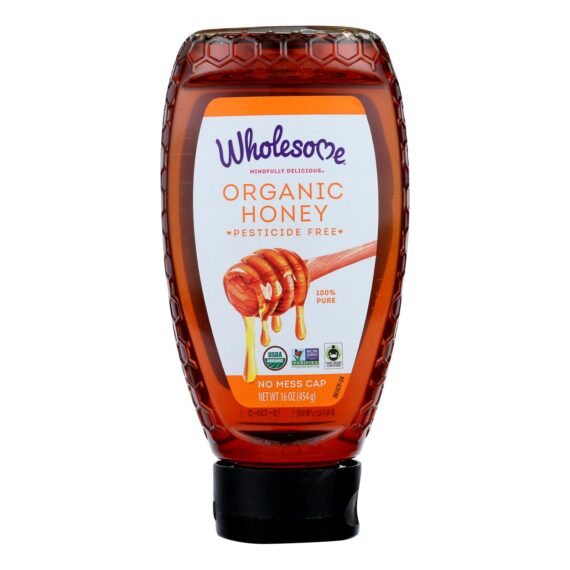Wholesome Sweeteners Honey, Organic, Amber, Squeeze Bottle, 16 Oz, Case Of 6