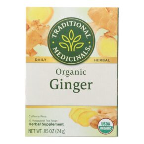 Traditional Medicinals Organic Ginger Herbal Tea, 16 Tea Bags, Case Of 6